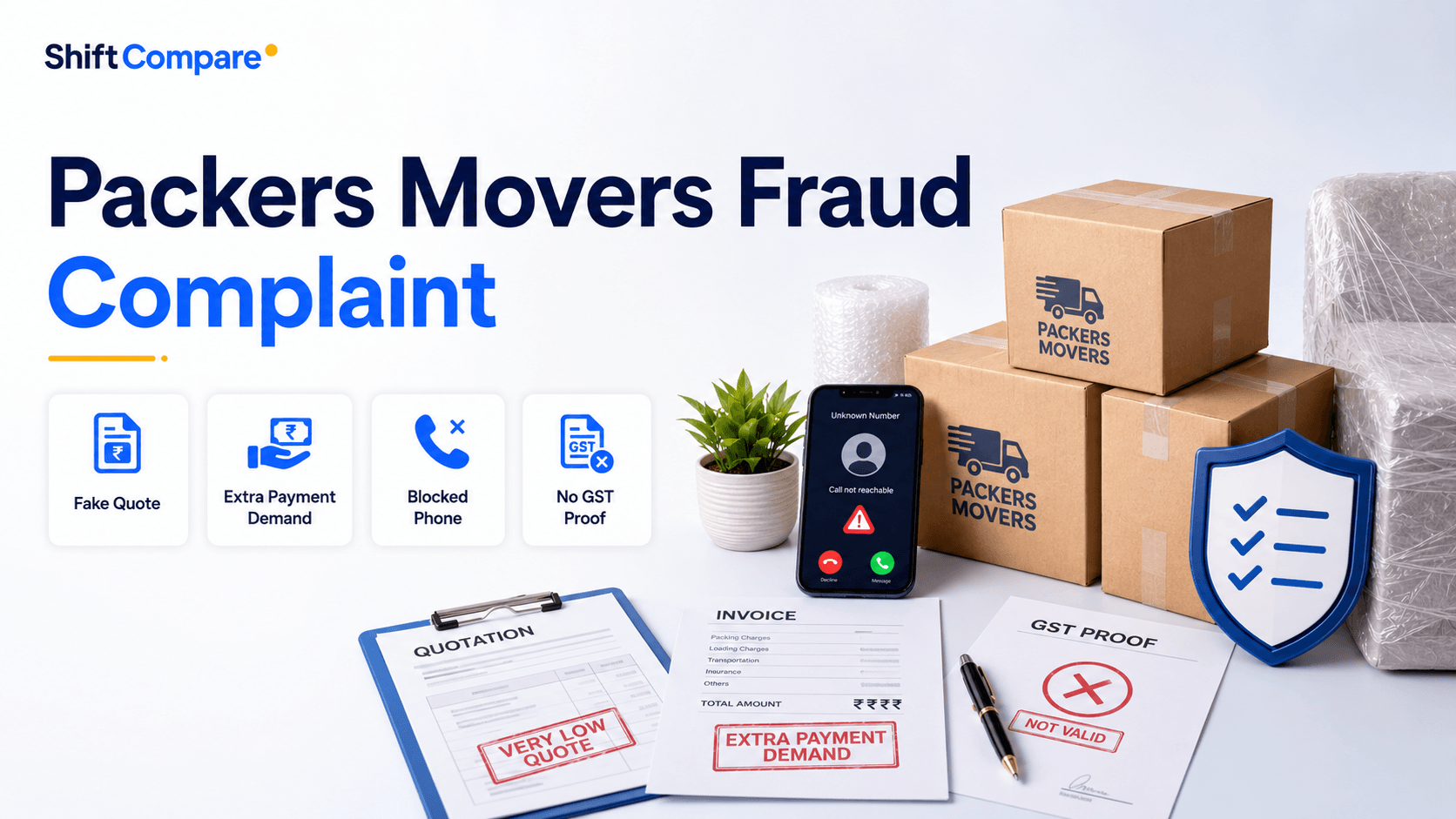 Packers movers fraud complaint guide with fake quote, GST, payment and goods-hold warning checks